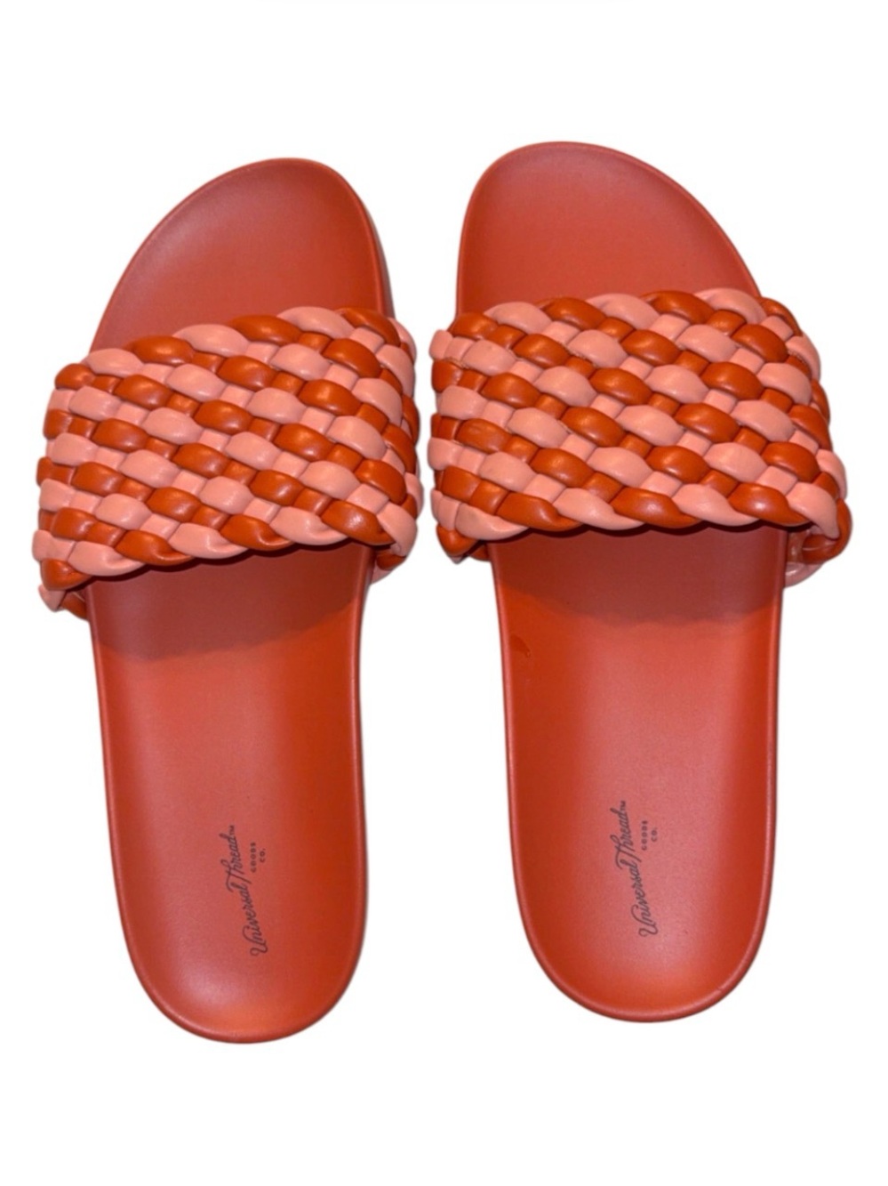 Universal Thread Braided Slide Sandals in Coral and Light Coral